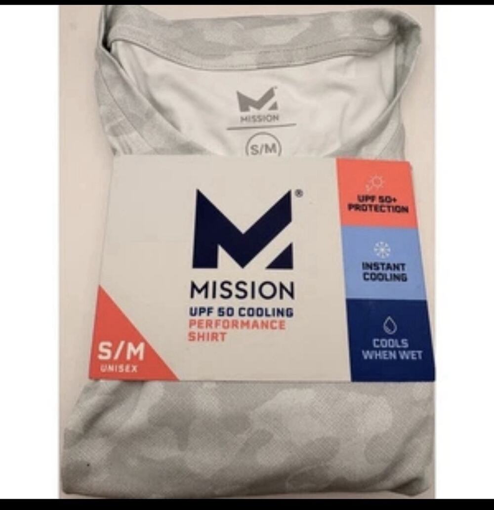 Mission UPF 50 Cooling Performance Shirt Camo White, Long Sleeve, Unisex S/M